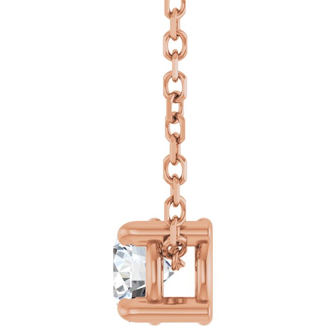 14K Rose 4 mm Natural White Sapphire 16-18" Necklace