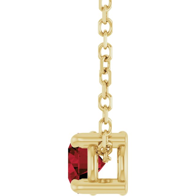 14K Yellow 4 mm Natural Mozambique Garnet 16-18" Necklace