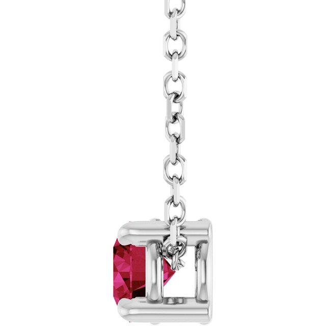 Sterling Silver 4 mm Lab-Grown Ruby 16-18" Necklace