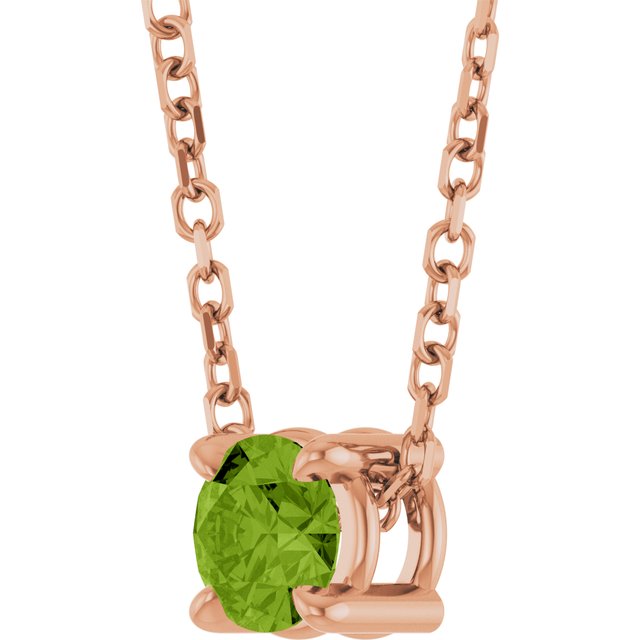 14K Rose 4 mm Natural Peridot 16-18" Necklace