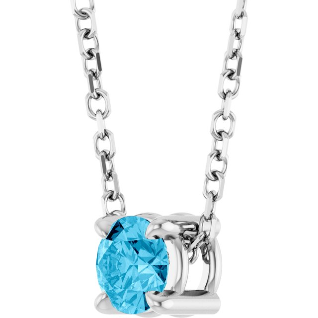 Platinum 4 mm Natural Aquamarine 16-18" Necklace