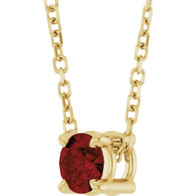 14K Yellow 4 mm Natural Mozambique Garnet 16-18" Necklace