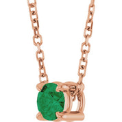 14K Rose 4 mm Lab-Grown Emerald 16-18" Necklace