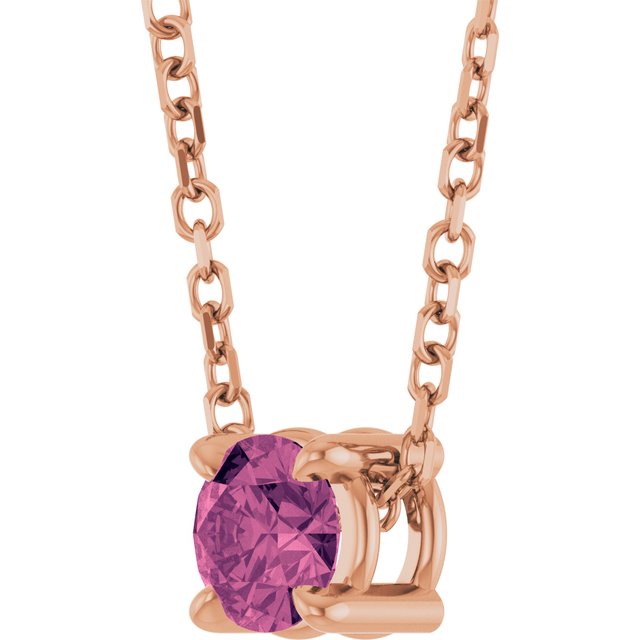 14K Rose 4 mm Natural Pink Tourmaline 16-18" Necklace