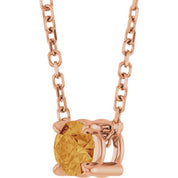 14K Rose 4 mm Natural Citrine 16-18" Necklace