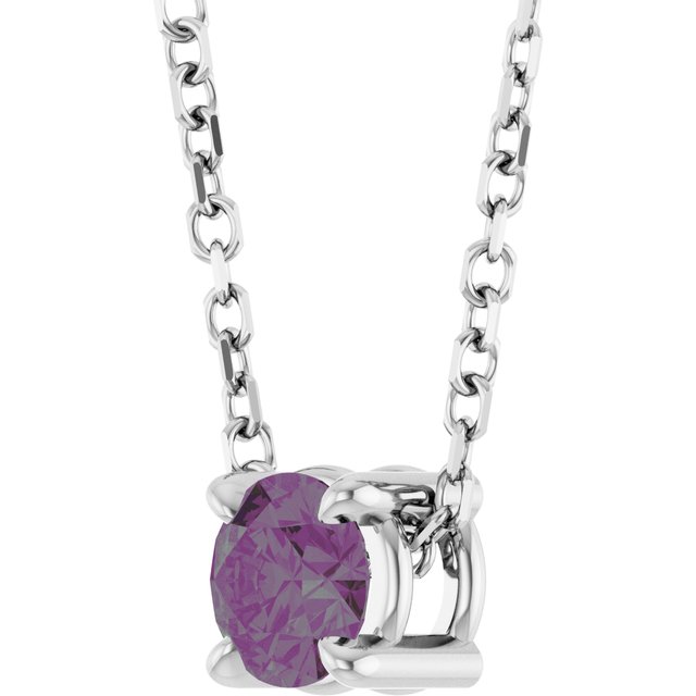 Sterling Silver 4 mm Lab-Grown Alexandrite 16-18" Necklace