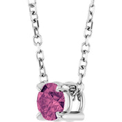 Sterling Silver 4 mm Natural Pink Tourmaline 16-18" Necklace