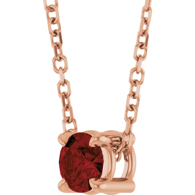 14K Rose 4 mm Natural Mozambique Garnet 16-18" Necklace