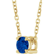 14K Yellow 4 mm Natural Blue Sapphire 16-18" Necklace