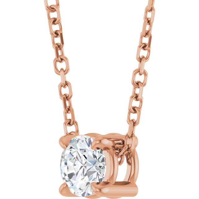 14K Rose 4 mm Natural White Sapphire 16-18" Necklace