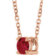 14K Rose 4 mm Lab-Grown Ruby 16-18" Necklace