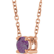 14K Rose 4 mm Lab-Grown Alexandrite 16-18" Necklace