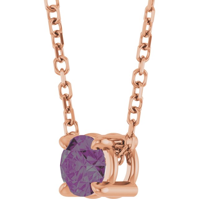 14K Rose 4 mm Lab-Grown Alexandrite 16-18" Necklace