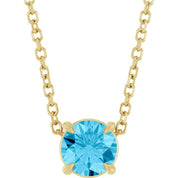 14K Yellow 5 mm Natural Aquamarine 16-18" Necklace