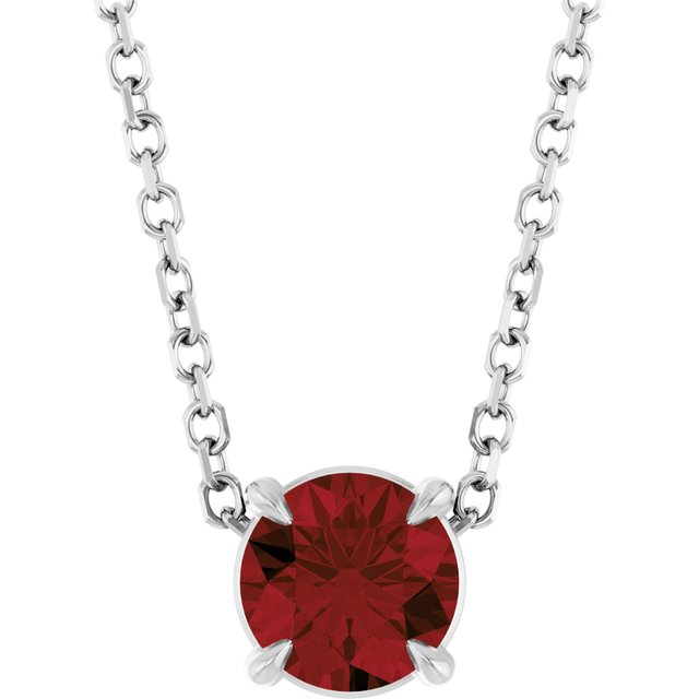 Platinum 5 mm Natural Mozambique Garnet 16-18" Necklace