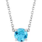 Sterling Silver 5 mm Natural Aquamarine 16-18" Necklace