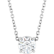 Sterling Silver 5 mm Natural White Sapphire 16-18" Necklace