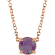 14K Rose 5 mm Lab-Grown Alexandrite 16-18" Necklace