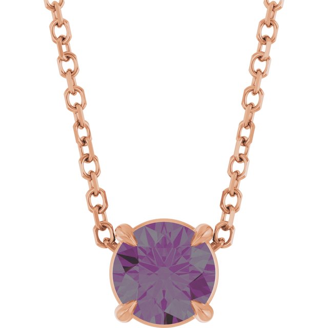14K Rose 5 mm Lab-Grown Alexandrite 16-18" Necklace