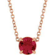 14K Rose 5 mm Natural Ruby 16-18" Necklace