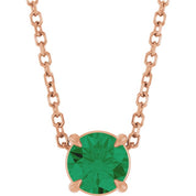 14K Rose 5 mm Lab-Grown Emerald 16-18" Necklace