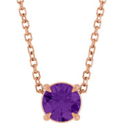 14K Rose 5 mm Natural Amethyst 16-18" Necklace