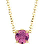 14K Yellow 5 mm Natural Pink Tourmaline 16-18" Necklace