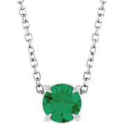 Platinum 5 mm Natural Emerald 16-18" Necklace