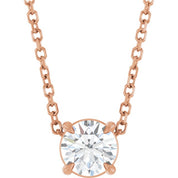 14K Rose 5 mm Natural White Sapphire 16-18" Necklace