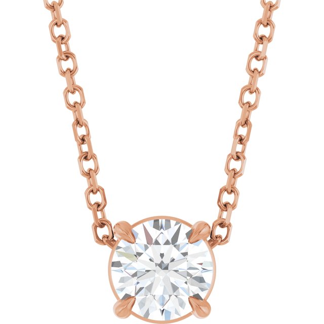 14K Rose 5 mm Natural White Sapphire 16-18" Necklace