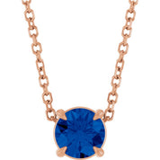 14K Rose 5 mm Lab-Grown Blue Sapphire 16-18" Necklace