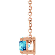 14K Rose 5 mm Natural Blue Zircon 16-18" Necklace