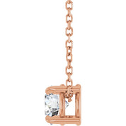 14K Rose 5 mm Natural White Sapphire 16-18" Necklace