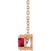 14K Rose 5 mm Lab-Grown Ruby 16-18" Necklace
