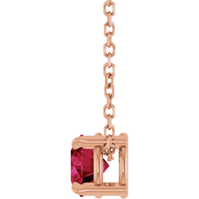 14K Rose 5 mm Lab-Grown Ruby 16-18" Necklace