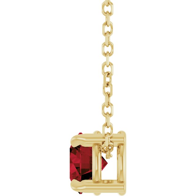 14K Yellow 5 mm Natural Mozambique Garnet 16-18" Necklace