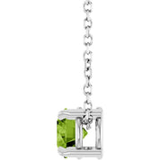 Platinum 5 mm Natural Peridot 16-18" Necklace
