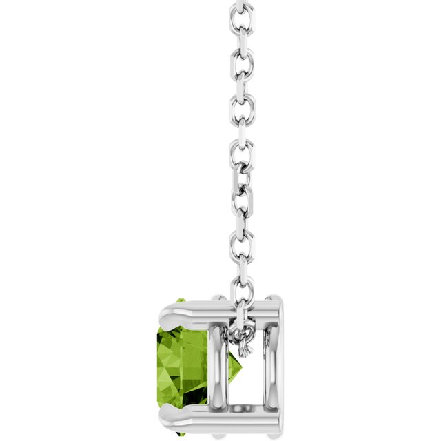 Platinum 5 mm Natural Peridot 16-18" Necklace