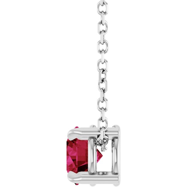 Platinum 5 mm Natural Ruby 16-18" Necklace