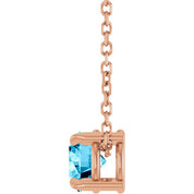 14K Rose 5 mm Natural Aquamarine 16-18" Necklace