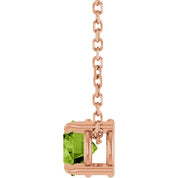 14K Rose 5 mm Natural Peridot 16-18" Necklace