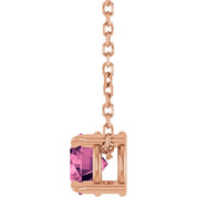 14K Rose 5 mm Natural Pink Tourmaline 16-18" Necklace