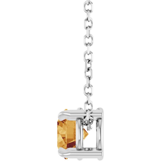 Platinum 5 mm Natural Citrine 16-18" Necklace