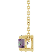 14K Yellow 5 mm Lab-Grown Alexandrite 16-18" Necklace