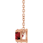 14K Rose 5 mm Natural Mozambique Garnet 16-18" Necklace