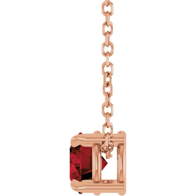 14K Rose 5 mm Natural Mozambique Garnet 16-18" Necklace