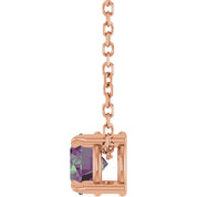 14K Rose 5 mm Lab-Grown Alexandrite 16-18" Necklace