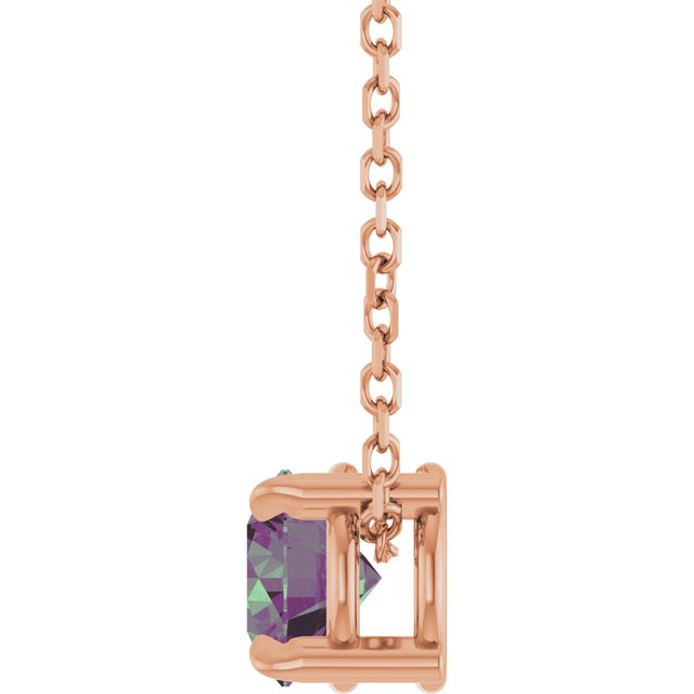 14K Rose 5 mm Lab-Grown Alexandrite 16-18" Necklace