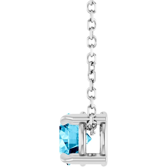 Platinum 5 mm Natural Aquamarine 16-18" Necklace