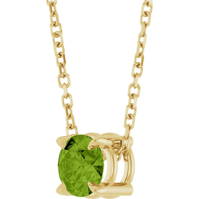 14K Yellow 5 mm Natural Peridot 16-18" Necklace